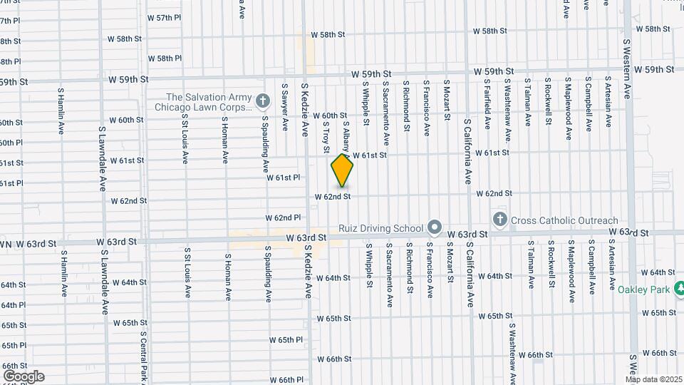 6156 S Albany Ave. Chicago IL Mapa y Detalles de la Ubicación