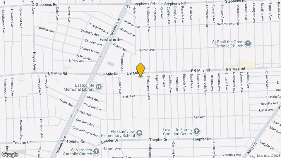 16480 E 9 Mile Rd Map and Location Details