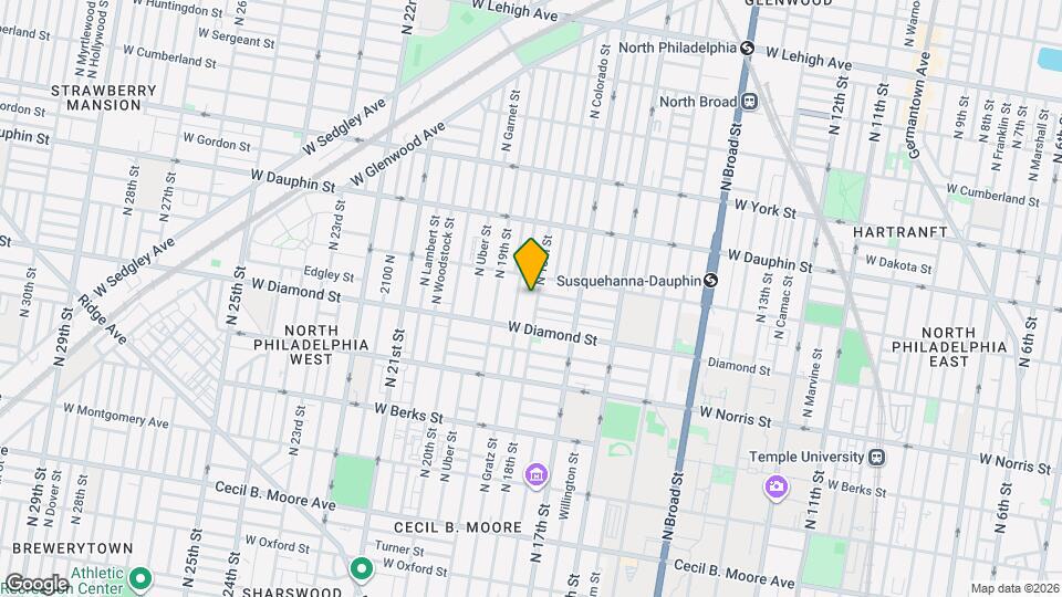 2130 N 18th St, Unit 2130 N 18th UNIT 2 Philadelphia, PA 19121 Mapa y Detalles de la Ubicación