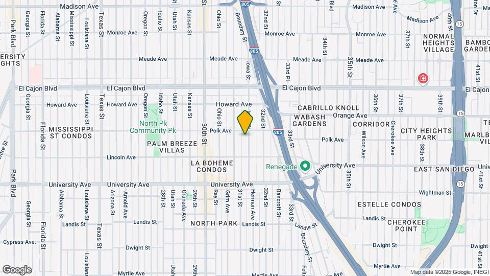 North Park Central Mapa y Detalles de la Ubicación