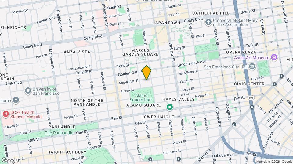 1345 McAllister St Map and Location Details