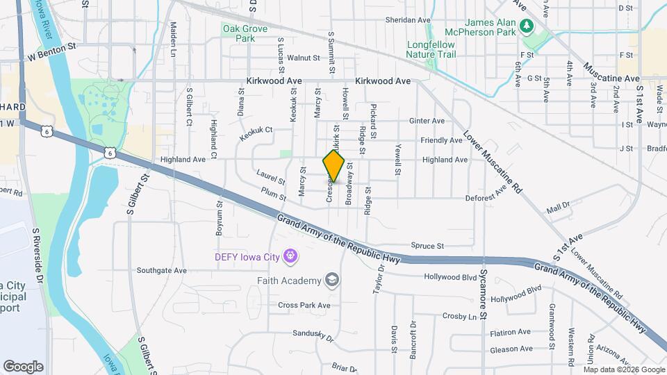 1502 Crescent St Map and Location Details