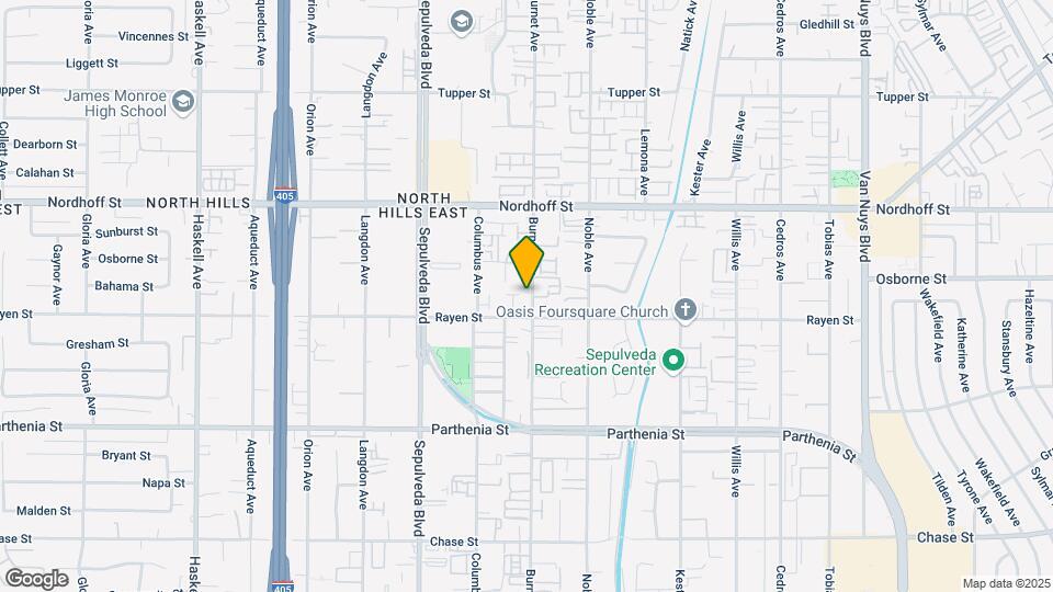 8923 Burnet Ave Map and Location Details