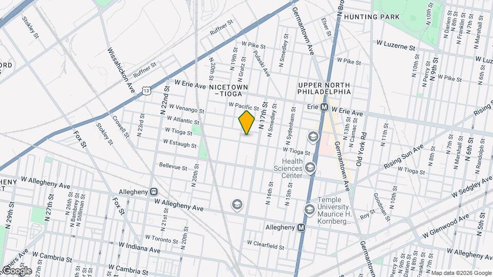 1721 W Tioga St, Unit 4 3rd Floor Map and Location Details