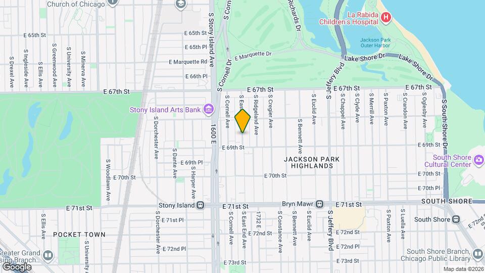 6839 S East End Ave Map and Location Details