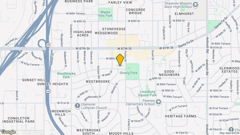 9926 W 88th Terrace Map and Location Details