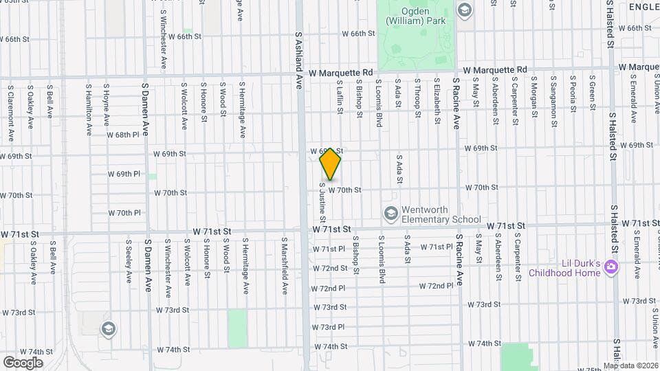 6949 S Justine St, Unit 1 Map and Location Details
