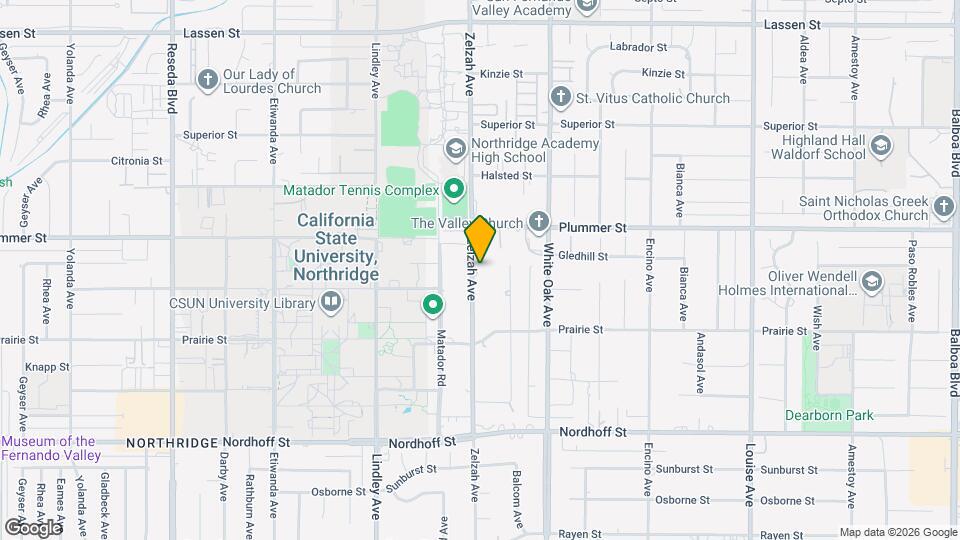 9410 Zelzah Ave, Unit Northridge ADU Mapa y Detalles de la Ubicación