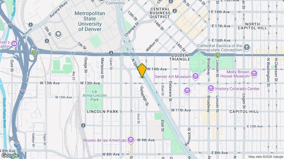 1301 N Speer Blvd Map and Location Details