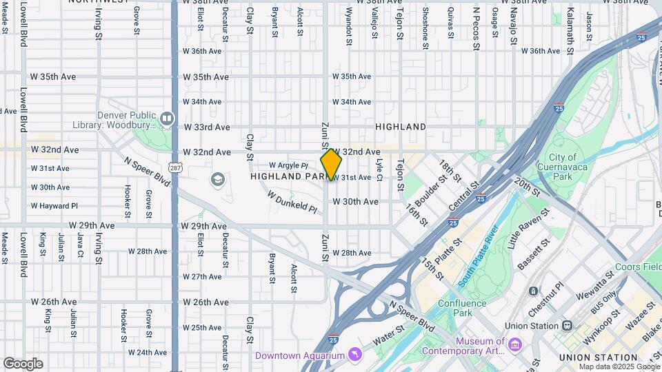 3032 Zuni St Map and Location Details