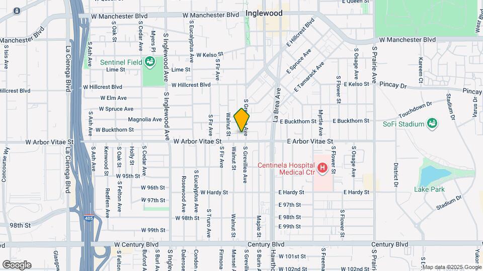 821 S Grevillea Ave, Unit B Map and Location Details