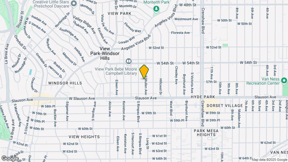 5621 S Mullen Ave Mapa y Detalles de la Ubicación