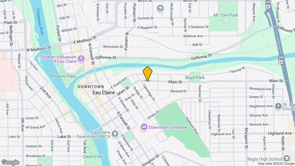 813 Main St, Unit Updated 3 bedroom apartment with 2 Car Garage Map and Location Details