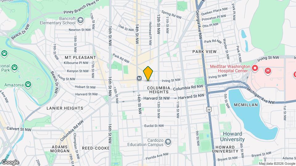 1344 Irving St NW, Unit Furnished English Bsmt Mapa y Detalles de la Ubicación