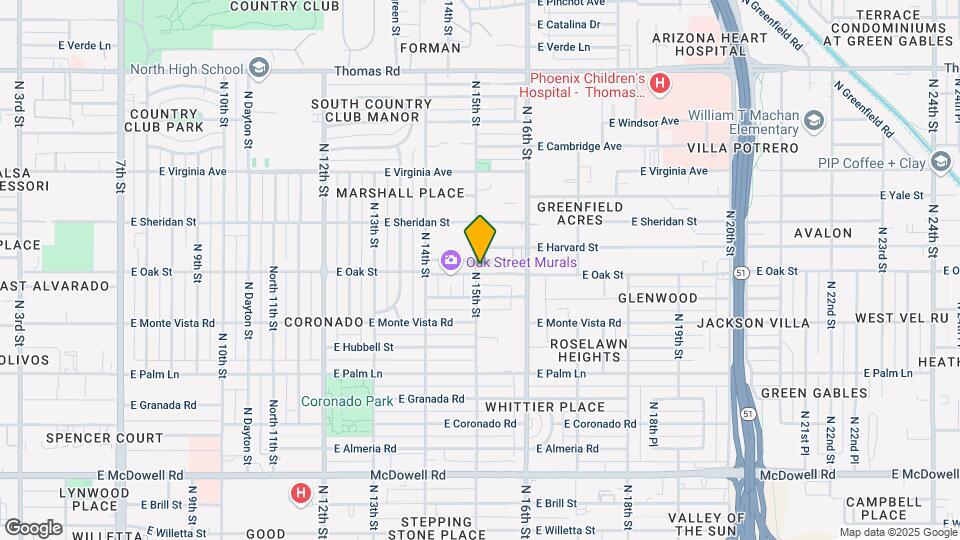 1524 East Oak Street Map and Location Details