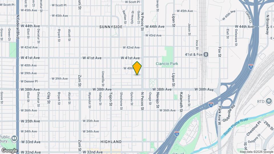 1733 W 39th Ave Map and Location Details