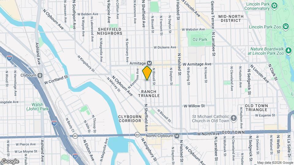 1909 N Sheffield Ave, Unit 1909 n. Sheffield Apt #1 Map and Location Details