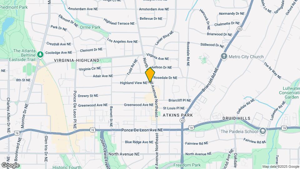 898 N Highland Ave Map and Location Details