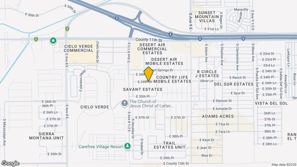 8695 E 34th Ln Map and Location Details
