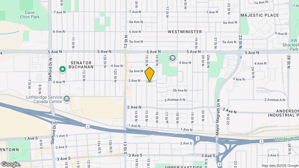 Quick Walk to Work or School from this North Lethbridge Half Duplex Map and Location Details