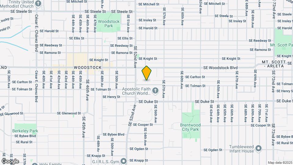 5415 SE Tolman St Map and Location Details
