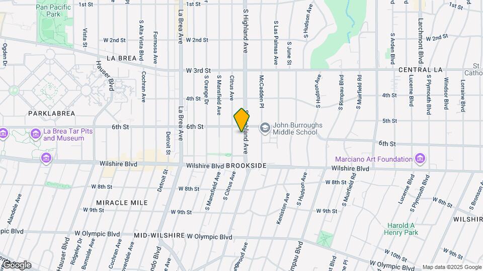621 S Highland Ave Map and Location Details