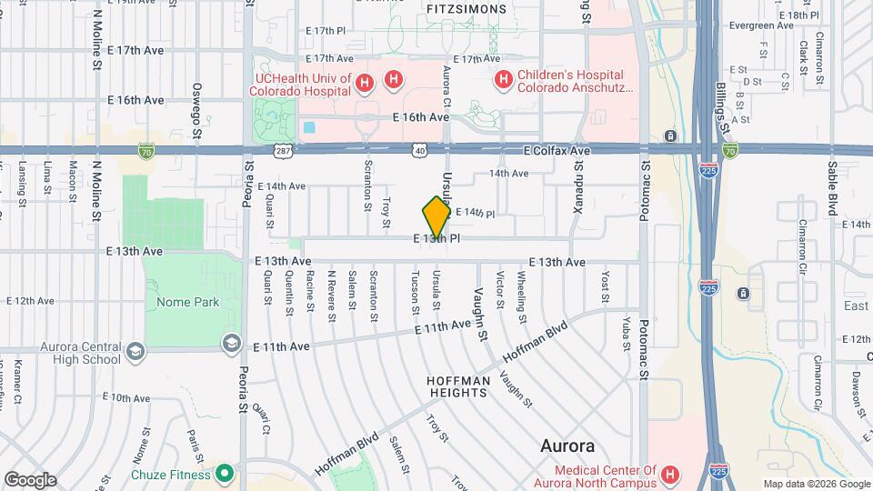 12960 E 13th Pl, Unit 12960 East 13th Place Mapa y Detalles de la Ubicación