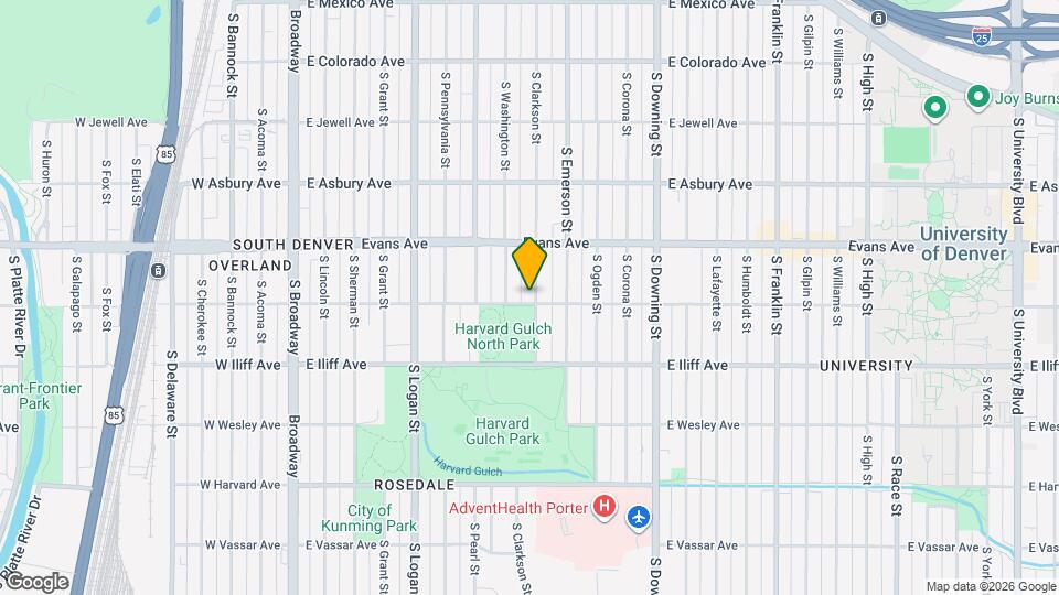 2193 S Clarkson St, Unit Basement studio Map and Location Details