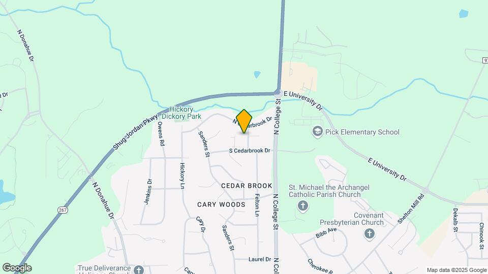 Cary Woods Subdivision Map and Location Details