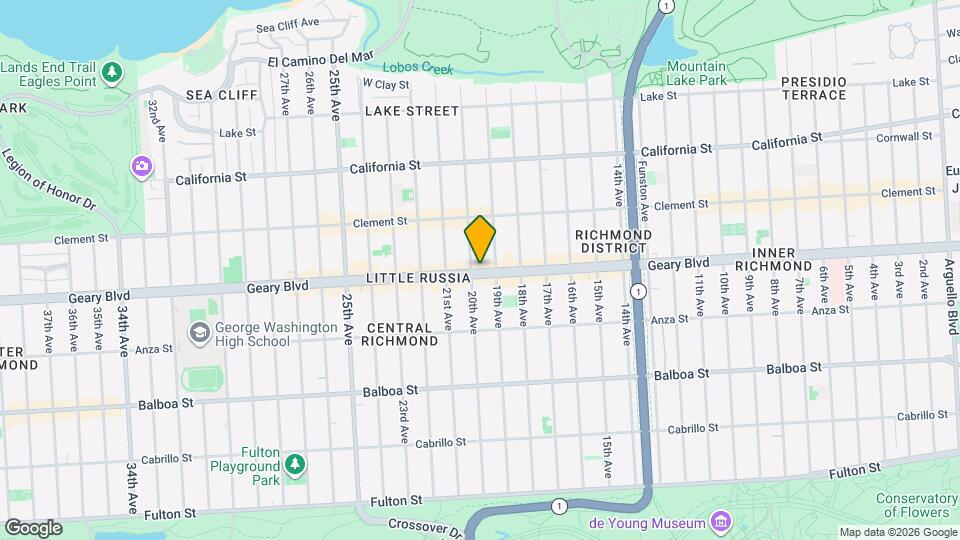 5536-5538 Geary Blvd Mapa y Detalles de la Ubicación