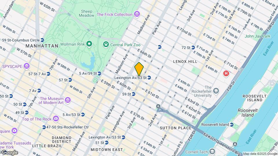 135 E 62nd St Mapa y Detalles de la Ubicación