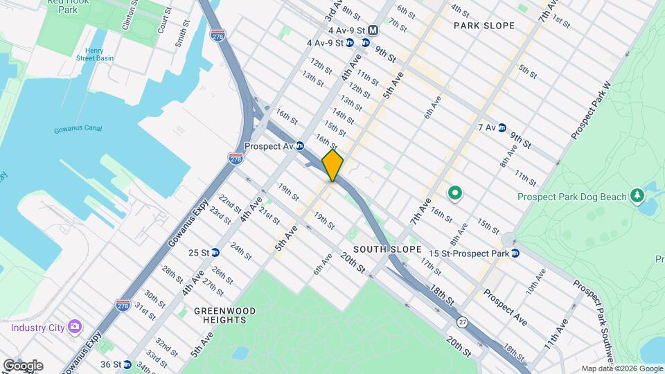 2BR 1BA Split-Level Off 5th Ave in South Park Slope Greenwood Heights Border, Unit 1 Mapa y Detalles de la Ubicación