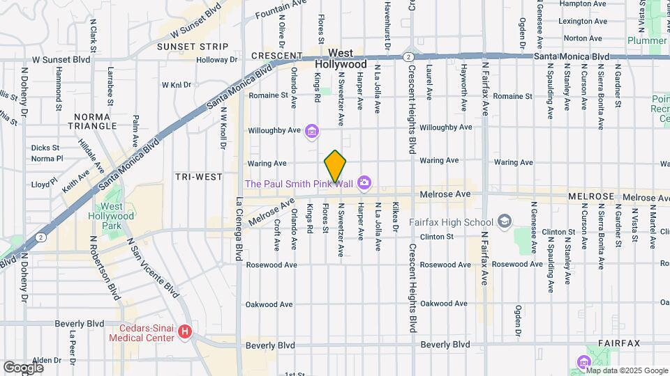711 N Sweetzer Ave Map and Location Details
