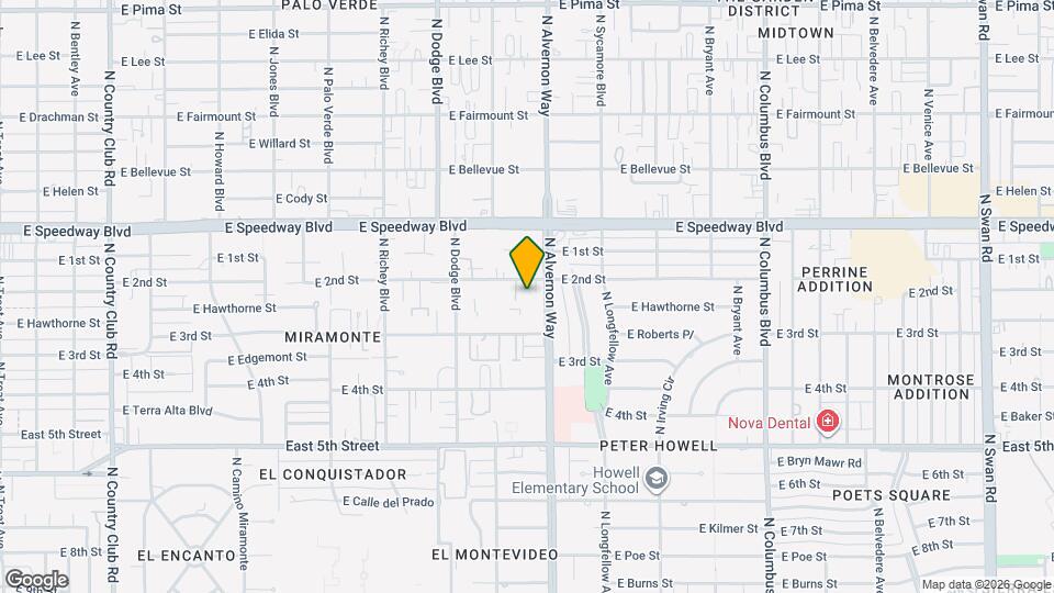 947 N Alvernon Way Mapa y Detalles de la Ubicación