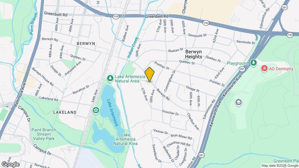 5711 Berwyn Rd Map and Location Details