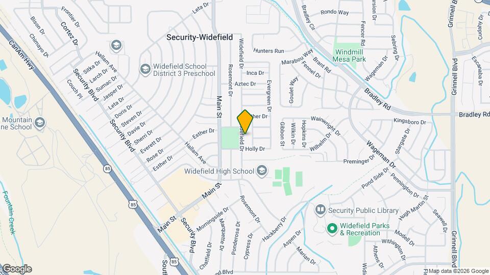 901 Widefield Dr Map and Location Details