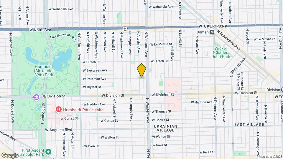 1253-1255 N Artesian Ave Map and Location Details