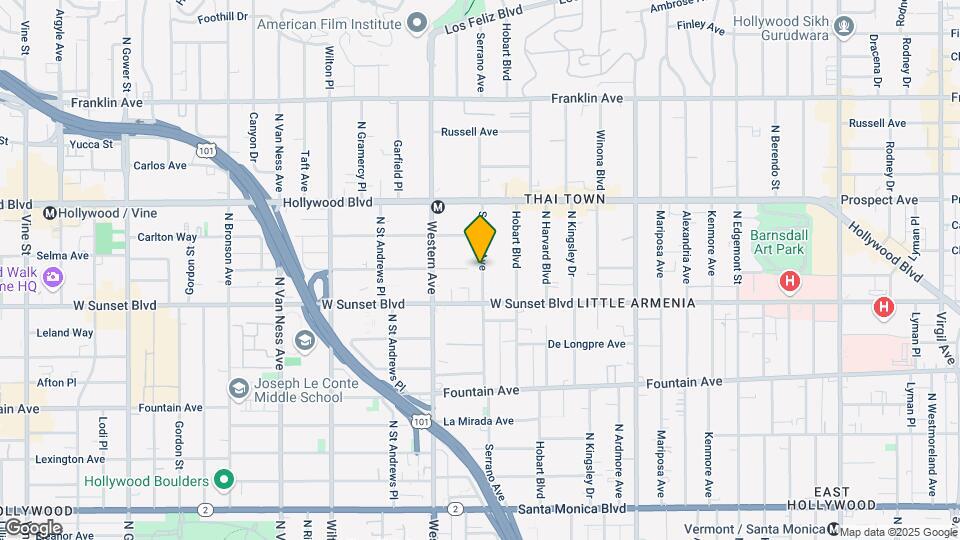1537 N Serrano Ave Mapa y Detalles de la Ubicación