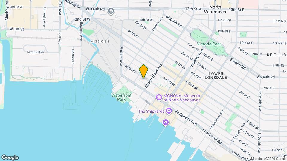 215 W 1st St Map and Location Details