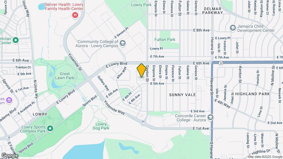 9633 E 5th Ave Mapa y Detalles de la Ubicación