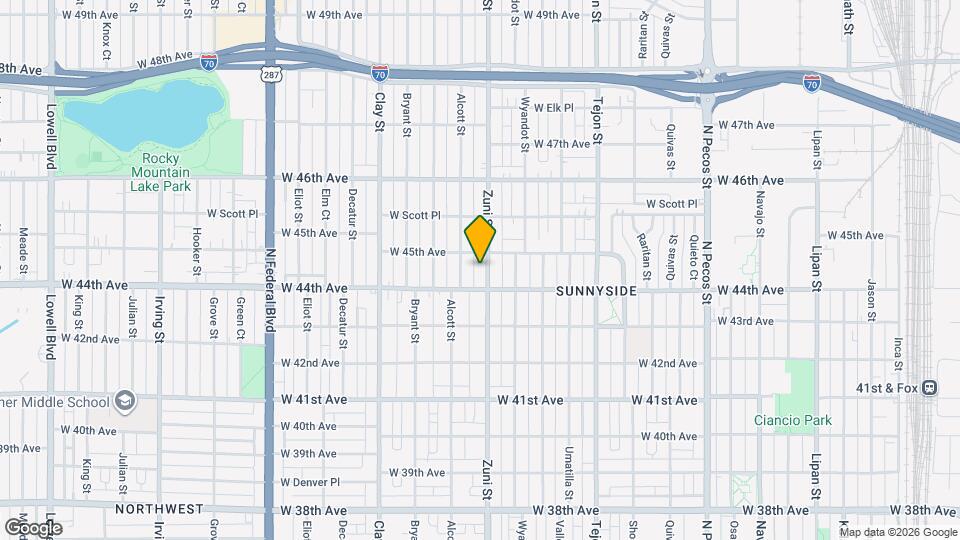 4433 Zuni St Map and Location Details