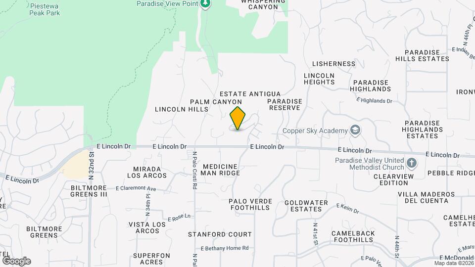3800 E Lincoln Dr Mapa y Detalles de la Ubicación