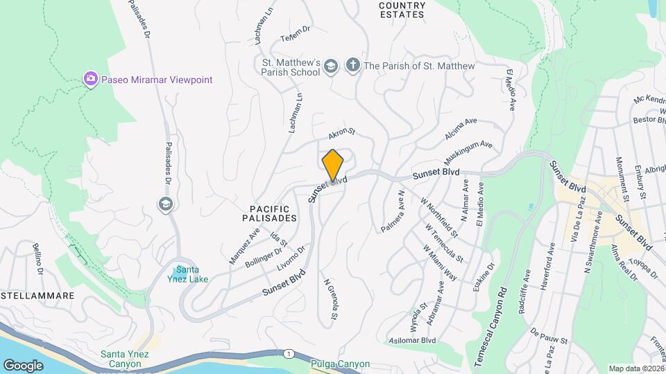 16524 W Sunset Blvd Apartments and Nearby Pacific Palisades Apartments