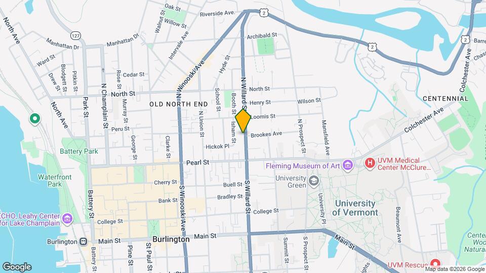 51 N Willard St, Unit 4 Map and Location Details