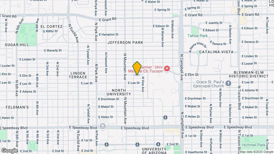 1416 E Elm St, Unit #1 Close to UofA Map and Location Details