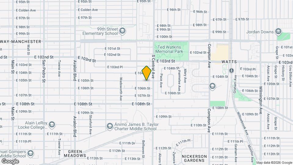 1142 1/2 E 105th St Map and Location Details
