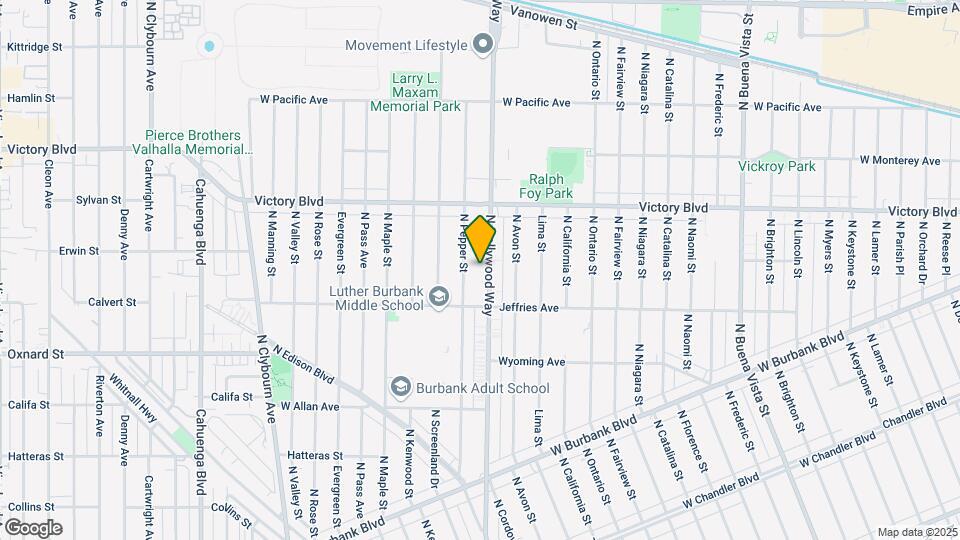 1841 N Hollywood Way Map and Location Details