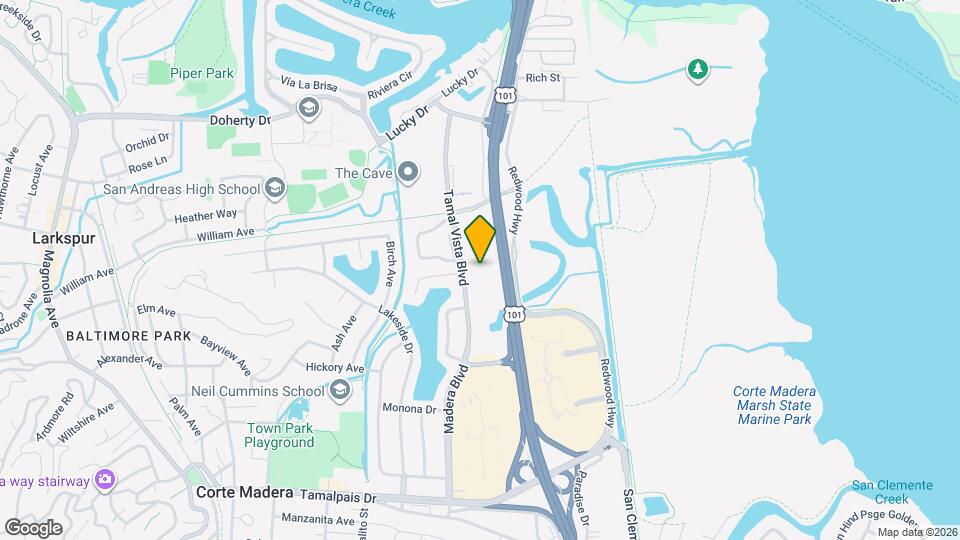 Newly Renovated Corte Madera Two Bedroom with Pool, Elevator, AC Map and Location Details