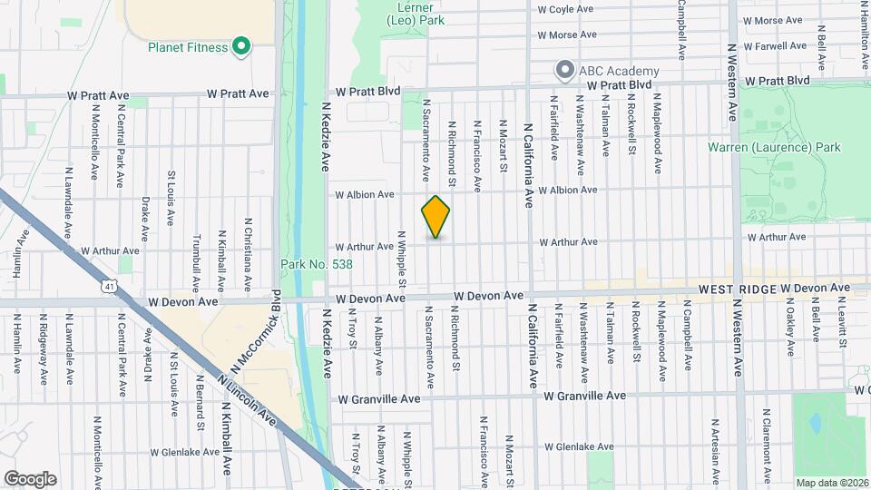 2954 W Arthur Ave Map and Location Details