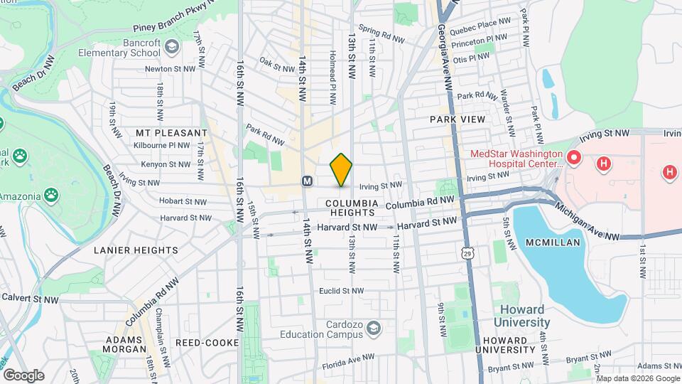 1316 Irving St NW, Unit Garden Level Mapa y Detalles de la Ubicación